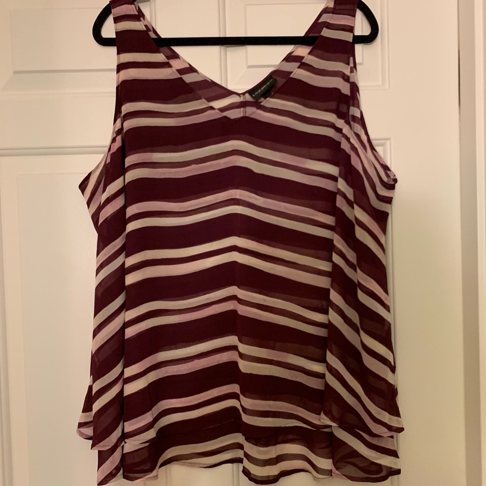 ✨Reduced✨ LANE BRYANT flowing tank, striped maroon & pink - Plus Sized